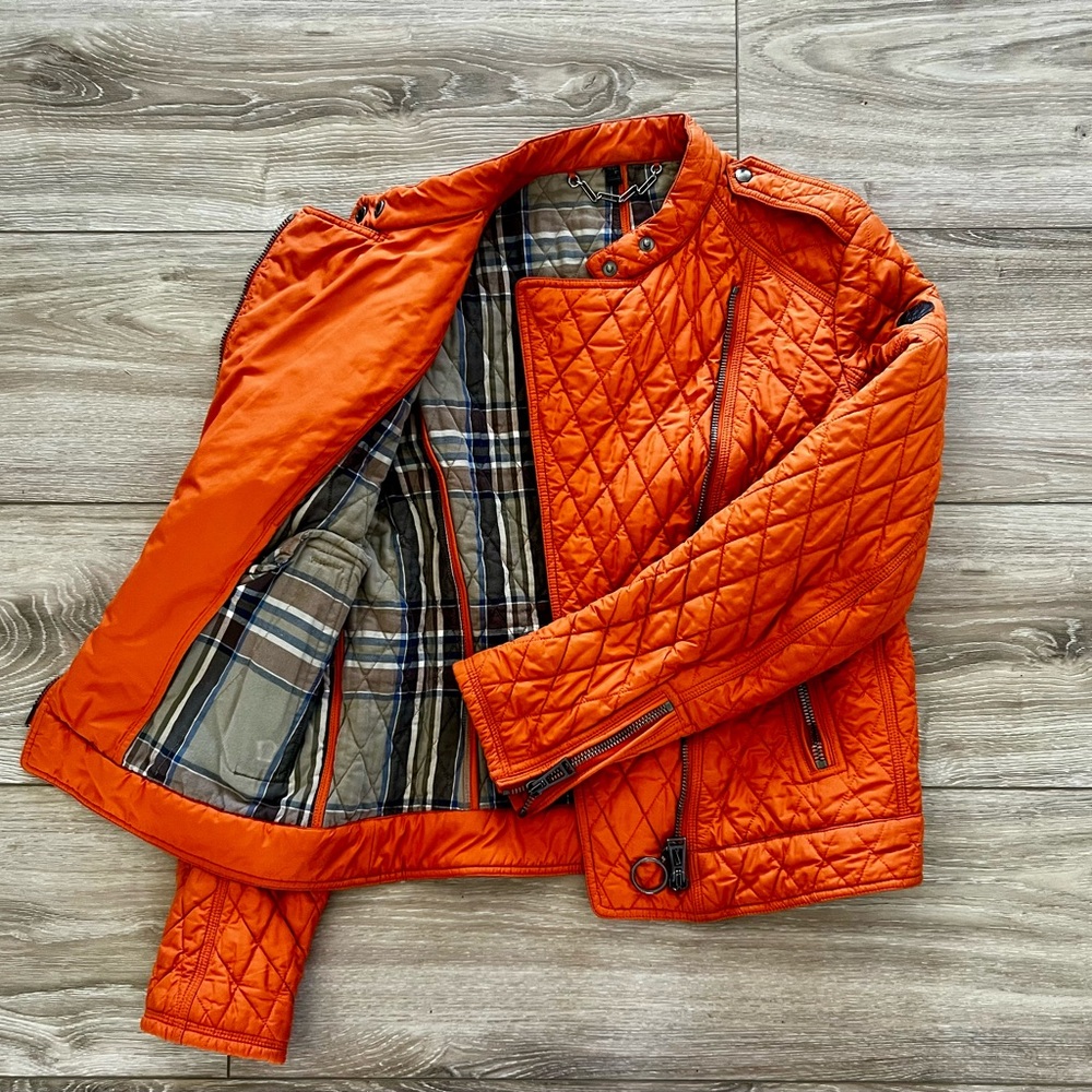 Bold Quilted Orange Bomber Jacket - image 1